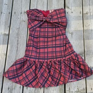 Mini Dress In Red Plaid, Oversized Bow, Size Small & Medium, NWOT